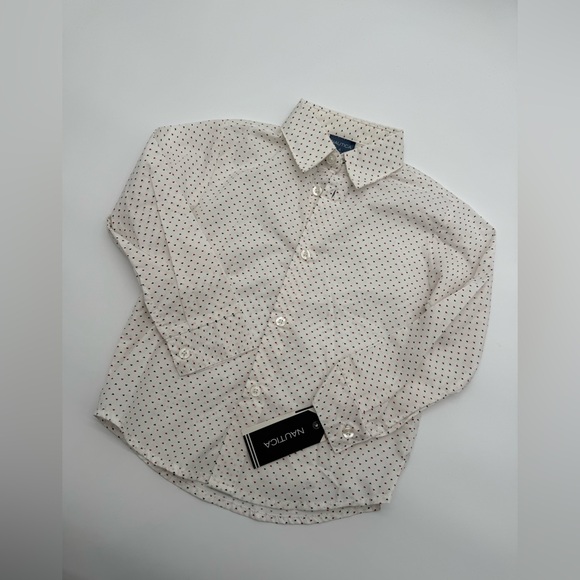 NAUTICA Kid’s Button Down Collared Dress Shirt Sz 4 Regular NWT White Design - Picture 3 of 10